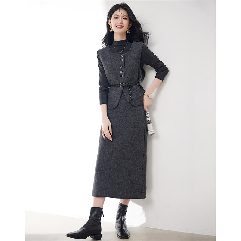 Xinfeiyu Xiaoxiangfeng knitted sweater, woolen vest and skirt three-piece set for women, winter fashion, foreign style, high-end temperament, a complete set