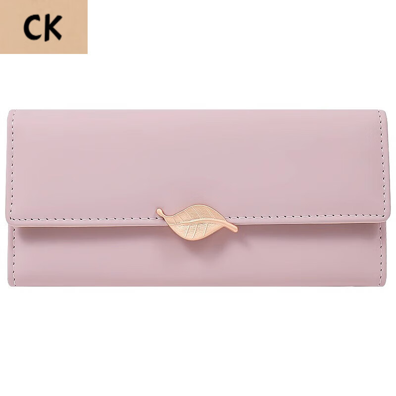 CHLING KAYAN Small ck Women's Bag Wallet Women's 2025 New Large Capacity Women's Long Wallet Small Fresh Leaf Card Holder Black