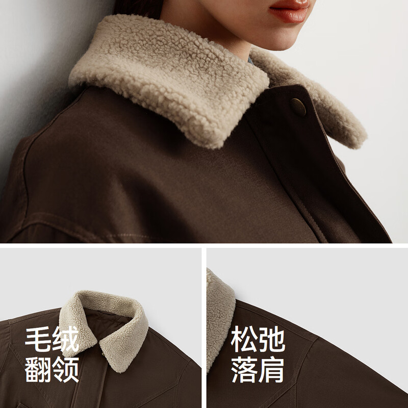 Semir coat women's winter quilted imitation lambswool lapel oversize brushed 2025 Barn style 109725108014