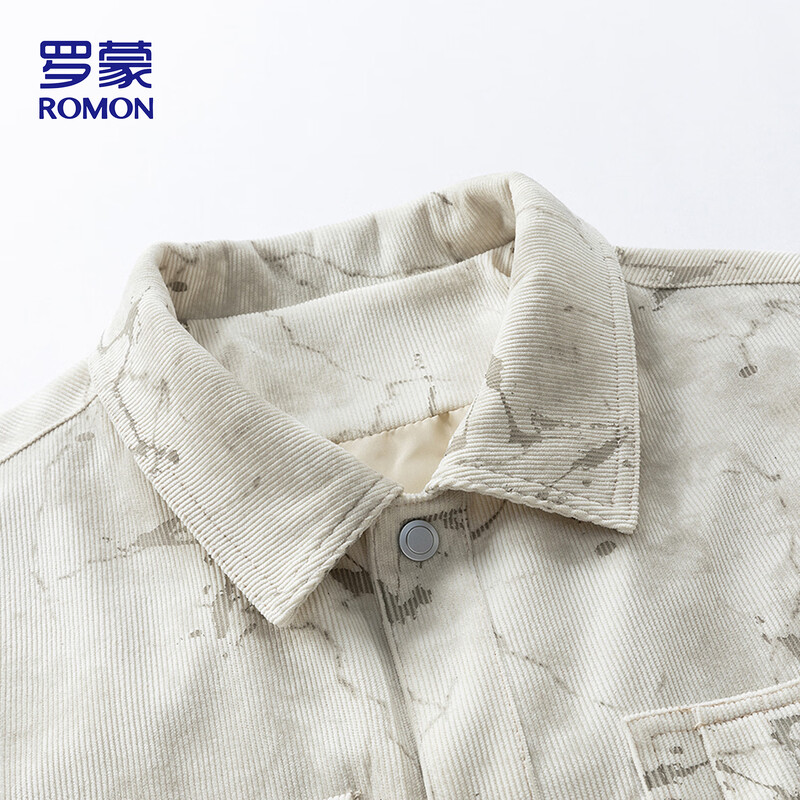 ROMON jacket men's autumn and winter trendy corduroy executive jacket men's casual lapel dad men's L31 off-white XL