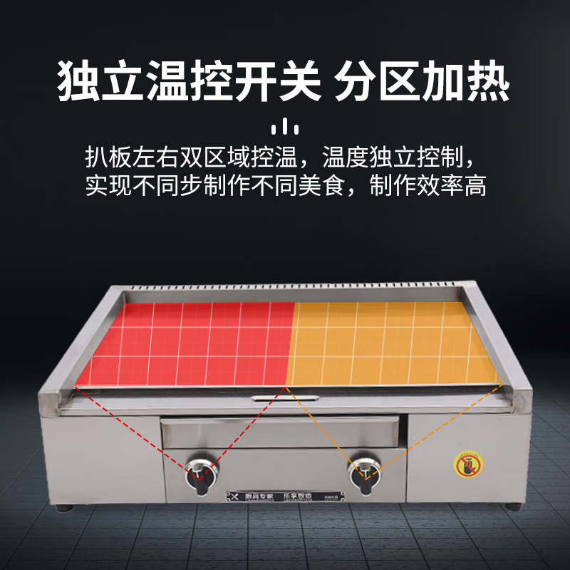 Dekebang's new stainless steel alloy high-end griddle, large oil box, hand-caught cake, egg-filled pancake, grilled cold noodles, fried rice, fried steak burger, electric 85*50 stainless steel alloy griddle plate thickness 10 mm