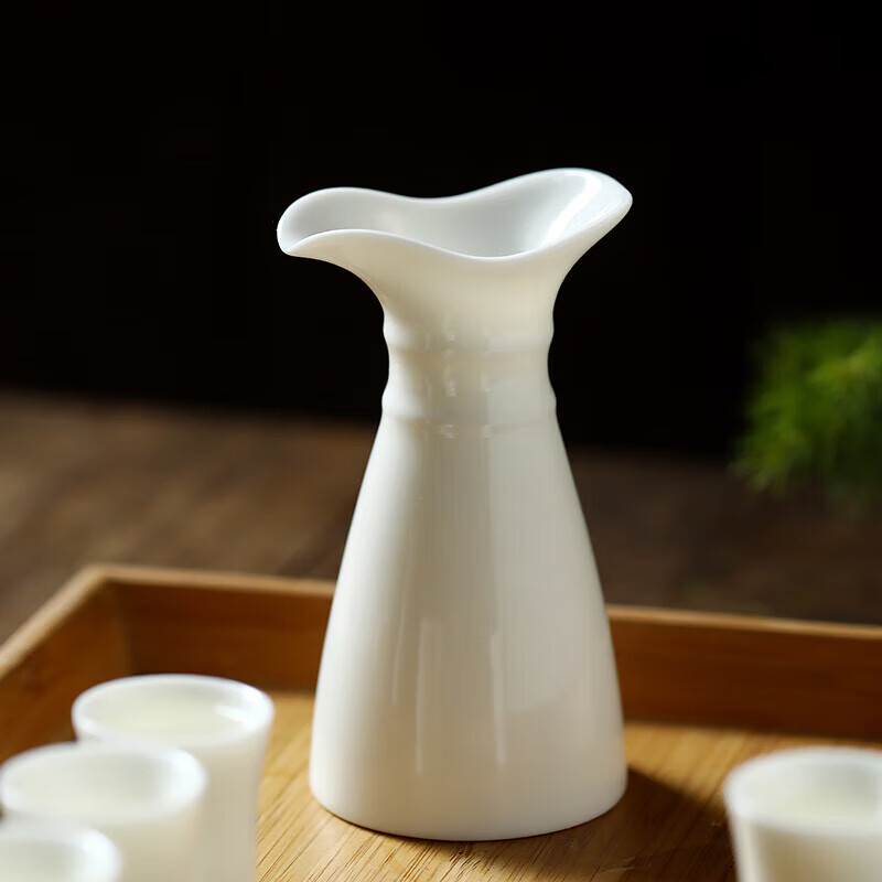 Su's Ceramics Mutton Fat Jade Porcelain Ceramic Wine Set Wine Divider White Wine Cup Huachu Jade Porcelain White Porcelain Style 2 Pots 6 Cups Holiday Gift