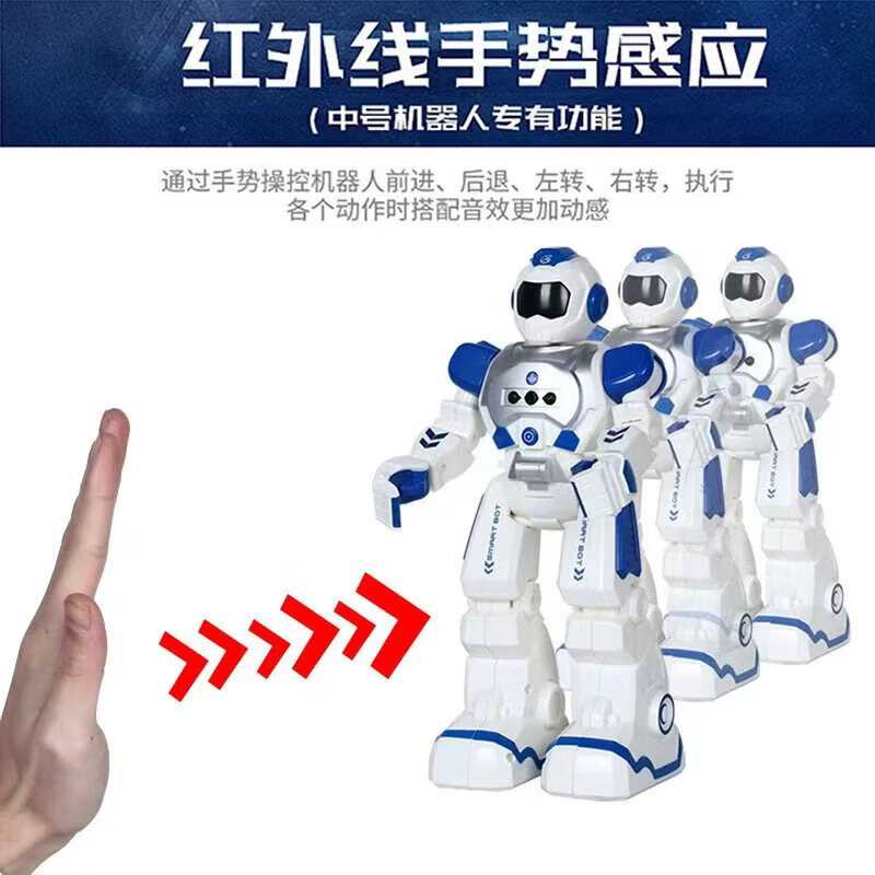 Intelligent Robot Intelligent Programming Gesture Sensing Operation RoboCop Infrared Sensing Robot Science and Education Singing and Dancing Early Education Cute Pet Remote Control Simulation Stunt Robot Dog Programming Robot Blue Men