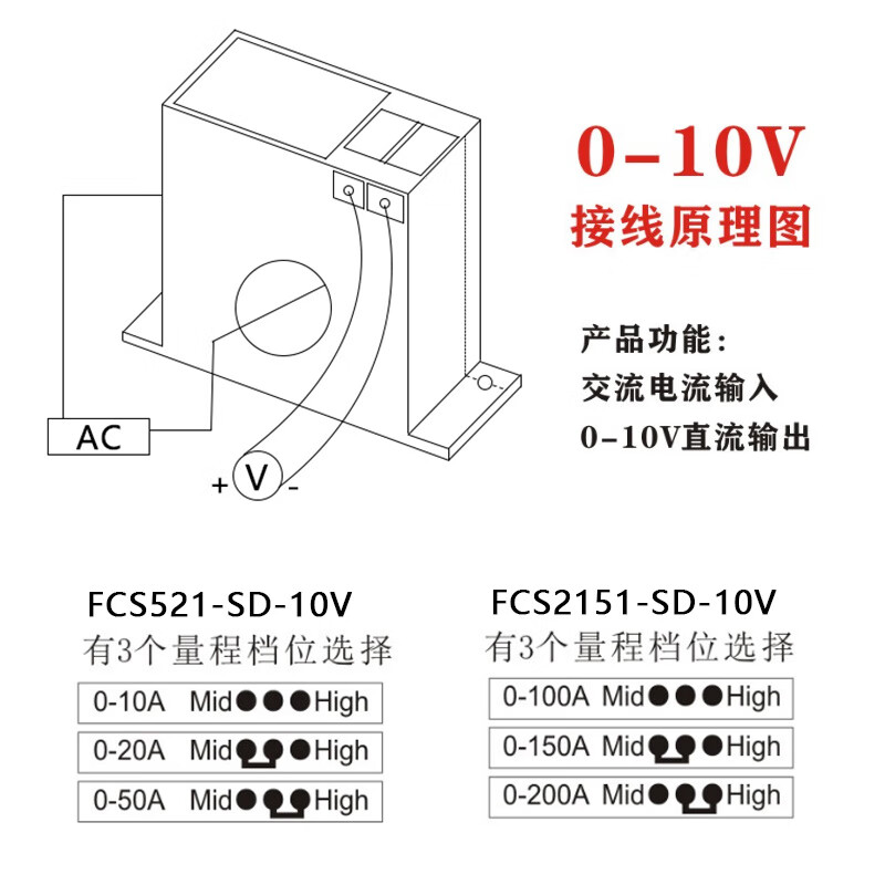 High-precision AC current transmitter 420mA DC signal output perforated induction transformer AC 150-420ma