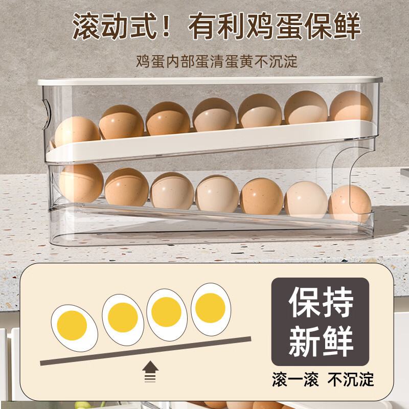 Ye Yu household egg storage box refrigerator side door special slide rack holder extra thick PET material egg box 1 pack (12-14 pieces