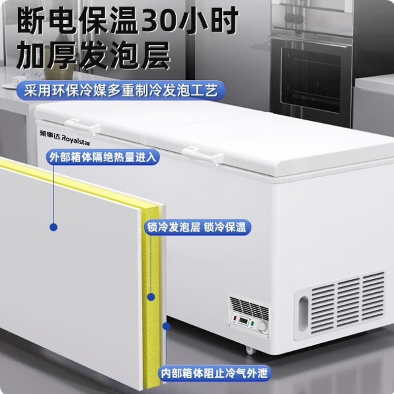 Royalstar commercial large-capacity full-freezer horizontal household refrigerated freezer dual-temperature commercial large freezer freezer display cabinet refrigerator 528 1.5 meters single temperature - intelligent temperature control - 6D copper tube first-class energy efficiency