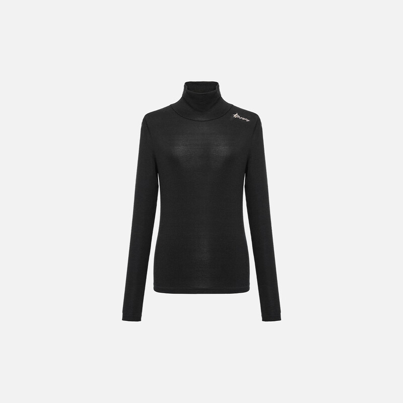 EP Yaying 2025 new women's clothing lightweight German velvet slim high collar inner basic base sweater 5510A Gray M