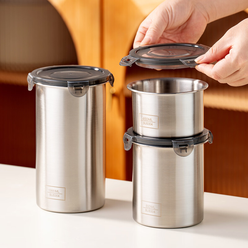 Onlycook sealed jar storage jar 304 stainless steel food grade storage bowl box coffee bean sealed box 450ml