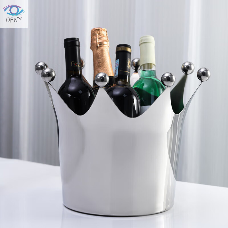 Oeny's new crown stainless steel ice bucket club champagne bucket red wine ice bucket bar KTV wine cooler silver crown ice bucket