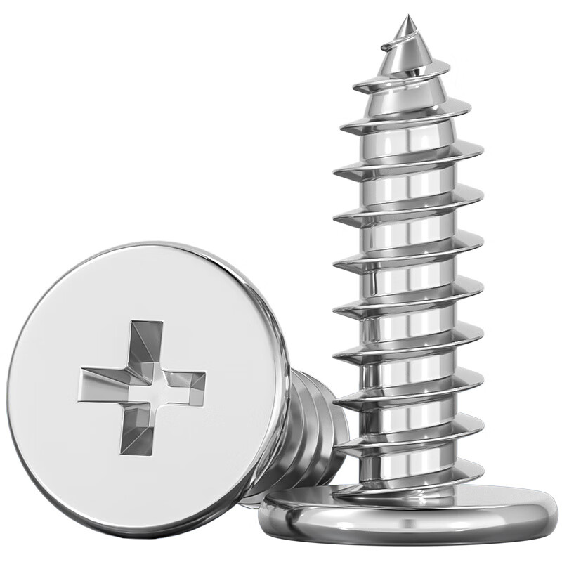 Tianzhuo Hardware 304 stainless steel CA flat head self-tapping screws large thin head flat head pointed tail sinking cross MM2M3M4M5M6 M2.6*12 head diameter 5 300 pieces