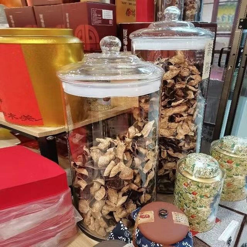 NAOISKEY Naoski large-capacity tangerine peel storage jar sealed special lidded packaging jar glass barrel tea jar transparent orange display bottle 25cm mouth 80cm high