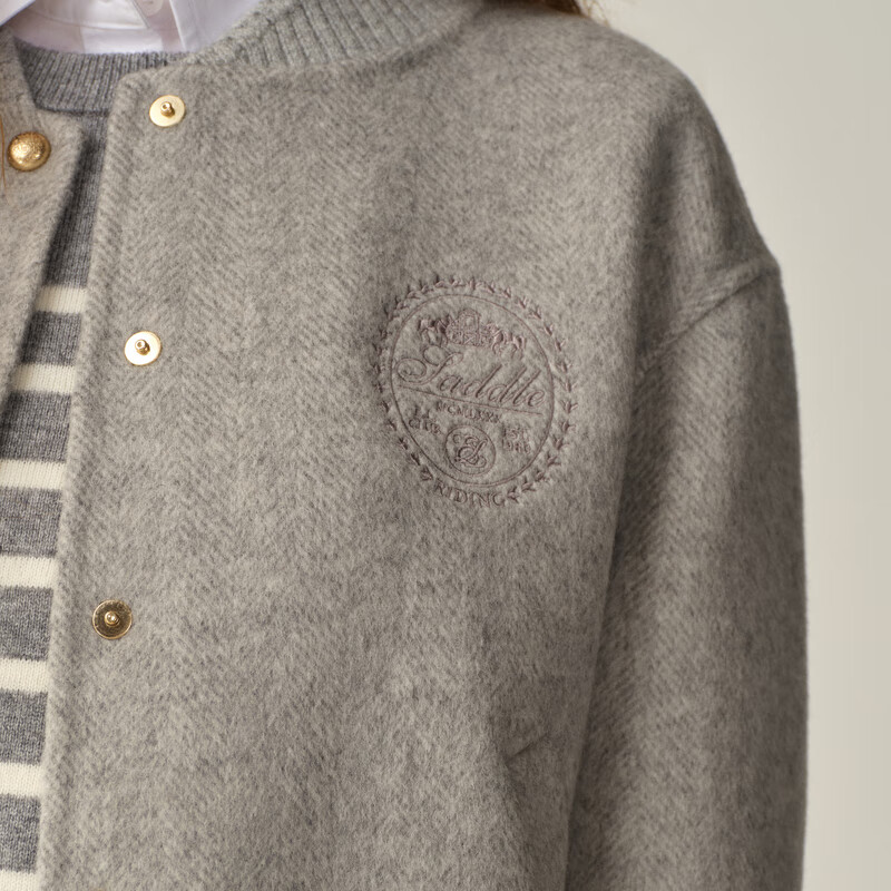 ELAND 100% Sheep Wool Eland Woolen Jacket Women's Loose Short Jacket 2025 Autumn New Gray (15) Gray S /160