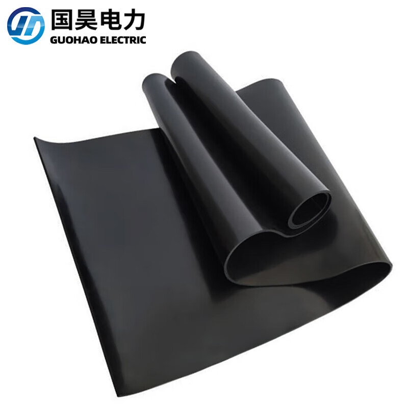 Guohao Electric Power High Voltage Insulating Mat 25kv Insulating Rubber Mat Floor Mat Black Industrial Power Distribution Room Rubber Sheet 1m*5m*8mm Thick/Roll Rubber 25KV 5 Days