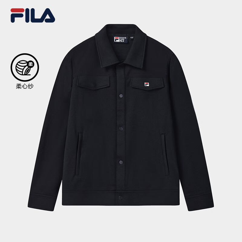 FILA official men's knitted long-sleeved jacket 2025 winter new fashion casual and comfortable lapel top Legend Blue-NV M 170/92A/M