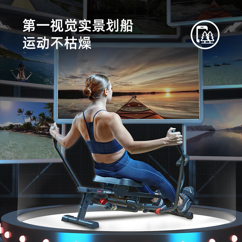 SUNNY American Hydraulic Sculls Painting Rowing Machine Silent Painting Rowing Machine Fitness Equipment Home Super Fat Burning APP European and American Same Style Package Installation/360 Jin Load Bearing