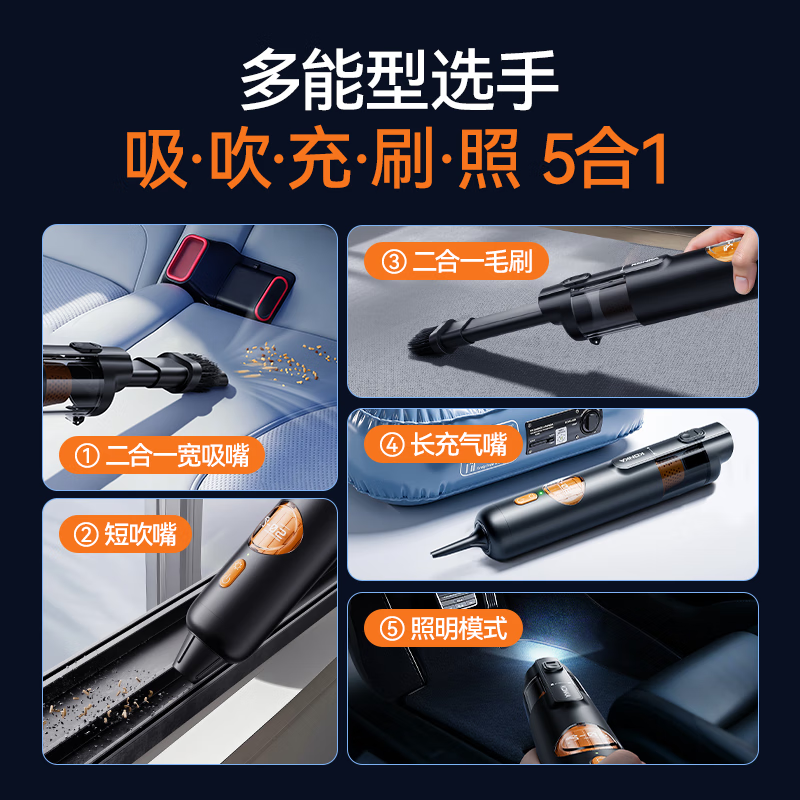 Konka Car Vacuum Cleaner Handheld High Suction Car Home Dual-Use Blowing and Suction Integrated High-power Super Powerful Group Buying Company Award Gift Handy Suction Wireless Small Portable Car Special