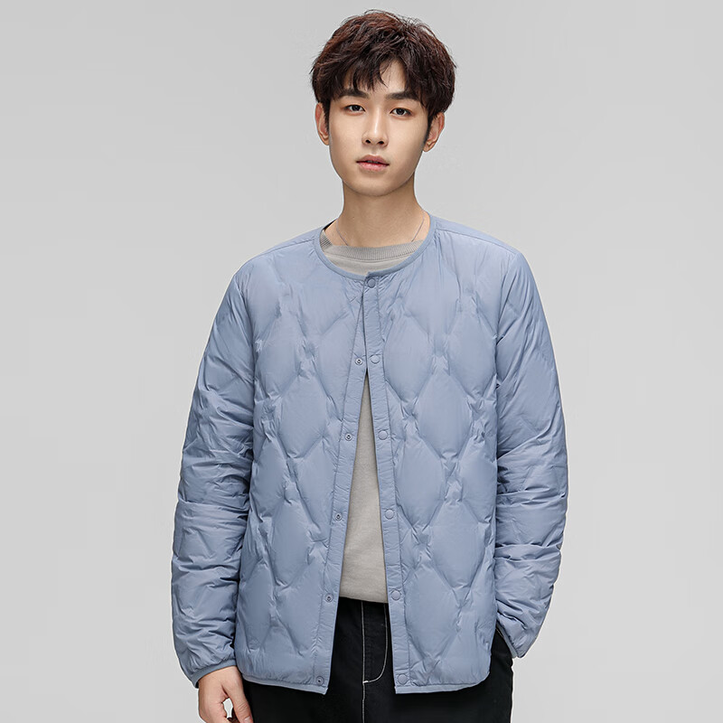 HY&CO light down jacket men's short autumn and winter loose simple round neck ultra-thin liner duck down warm jacket L black