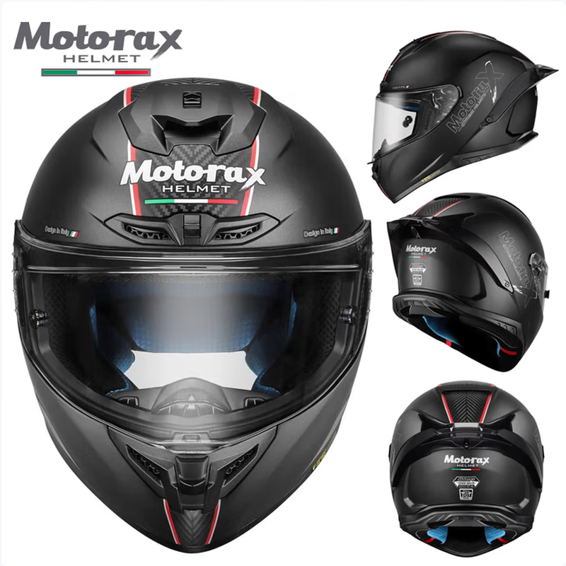 MOTORAX R50S motorcycle helmet for men and women, winter anti-fog and warm 3C full-face helmet with large rear wing for motorcycles for all seasons, Aurora Black XL