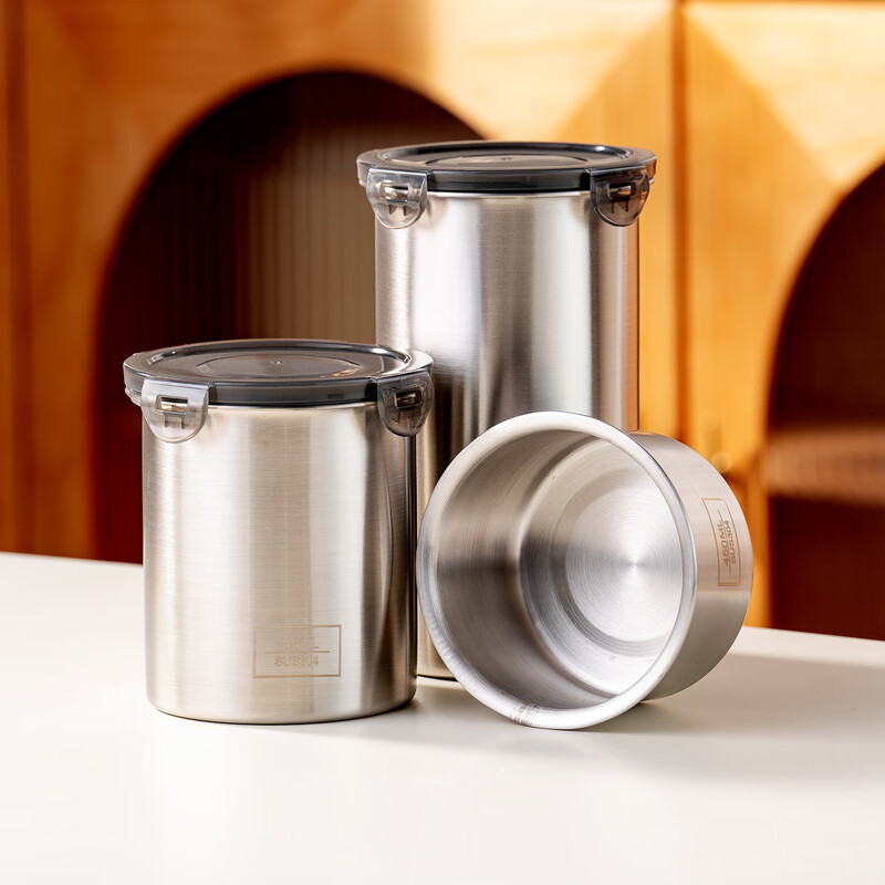 Onlycook sealed jar storage jar 304 stainless steel food grade storage bowl box coffee bean sealed box 450ml