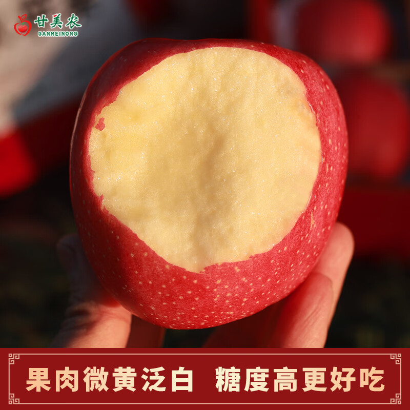 Ganmenong Tianshui Red Fuji Apple Gift Box Qinjingning Fuji Gansu Apple Strips Red Slices Red Fruit Crisp, Sweet and Juicy 9-10 Large Fruits 5 Jin (Single Fruit 230g+)