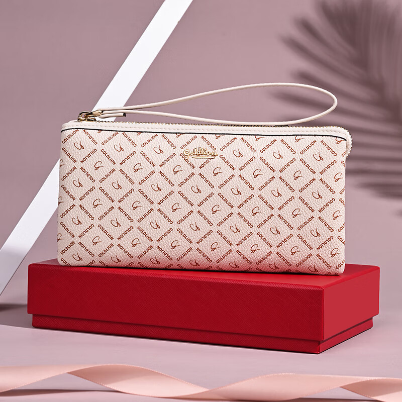 Goldlion Wallet Women's New Print Women's Fashion Long Wallet Large Capacity Card Holder Zipper Multifunctional Clutch Large - Off-White