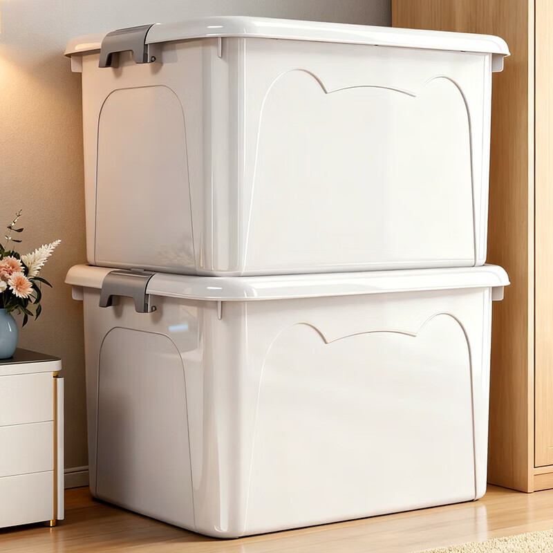 JD Logistics Plastic Storage Box Home Extra Large Capacity Clothing Storage Box Multi-Function Organizing Box with Cover Large Size 49.5*37*26cm Blue 1 pc