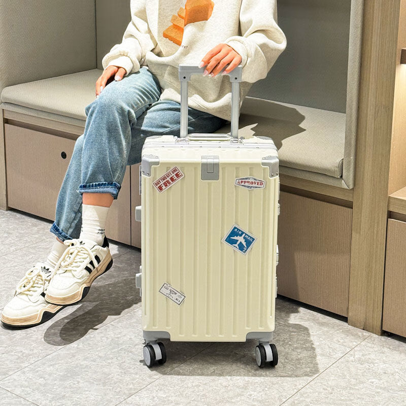 Horizon 8 (LEVEL8) Luggage New Trolley Password Box Universal Wheel Trolley Case Student Multifunctional Large Capacity Suitcase Durable 013 Silver Supreme Aluminum Frame + Thickening 24 Inch Front Cup Holder + Thickening + Hook