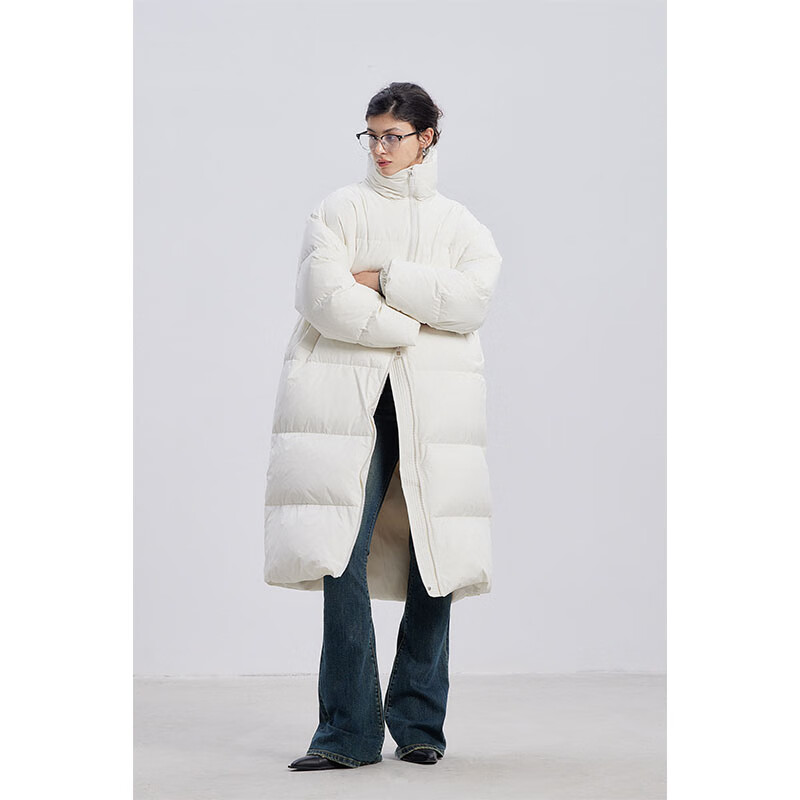 THORNSAURA Thorn Light THORNSAURA 2025 Winter New 90 White Duck Down Long Stand Collar Warm Down Jacket Women Space Gray M