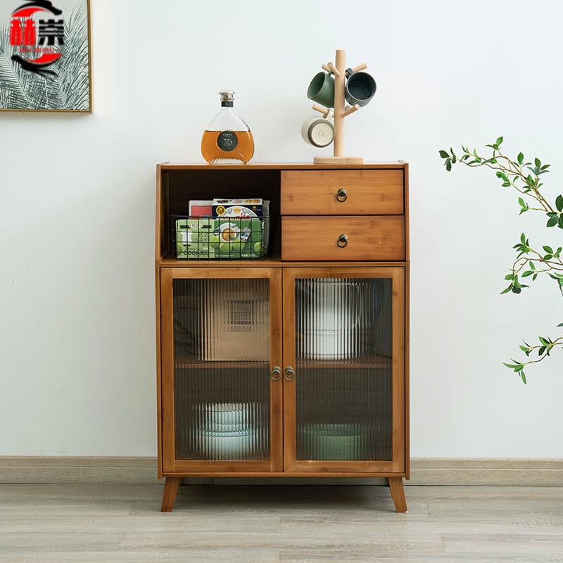 He Chong Nordic kitchen sideboard wine cabinet simple cupboard multi-function storage cabinet household tea cabinet storage living room Nordic single door sideboard