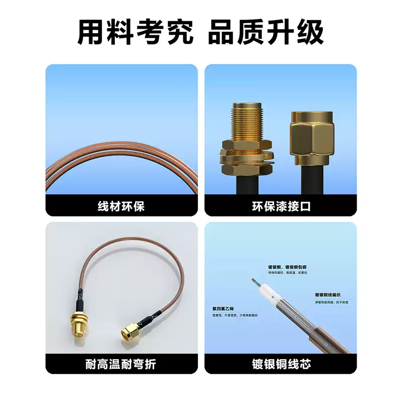 Doprei RF connection cable European high frequency ultra-flexible silver-plated copper shielded high-temperature antenna SMA male inner needle-SMA male inner hole 15m