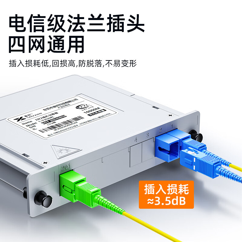 Sai Fiber optical fiber splitter 1 minute 2 plug-in card type carrier-grade optical fiber splitter single-mode square head SC/UPC pigtail mobile Unicom Telecom PLC box splitter 1/2