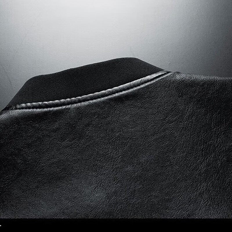 Pierre Cardin Jacket Men's Autumn and Winter Casual Jacket Top Velvet Thickened Outdoor Leather Jacket Black Velvet 2XL