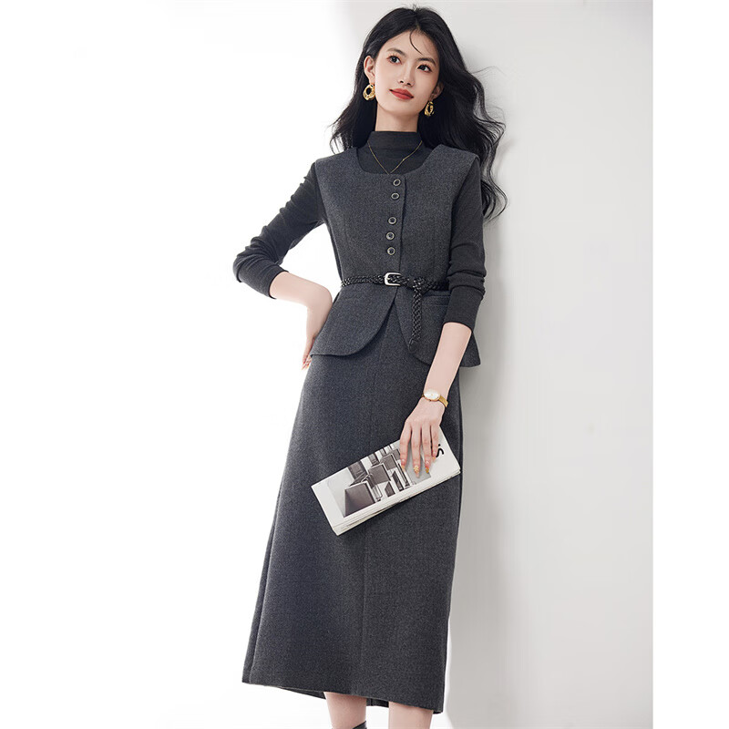 Xinfeiyu Xiaoxiangfeng knitted sweater, woolen vest and skirt three-piece set for women, winter fashion, foreign style, high-end temperament, a complete set