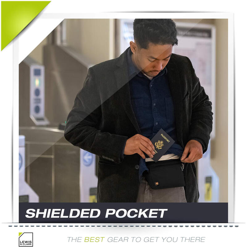 Lewis N. Clark RFID Blocking Money Belt Men's and Women's Travel Waist Bag Black One Size