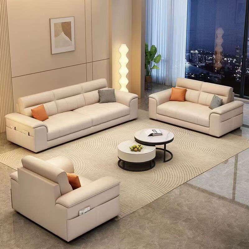 Buge Sofa Living Room 2025 New Modern Simple Rental House Sofa Straight Row Small Apartment Three-Seater Fabric Sofa Technology Cloth + Bamboo Charcoal Sponge Seat Bag 2.1m Three-Seater For More Colors Consult Customer Service