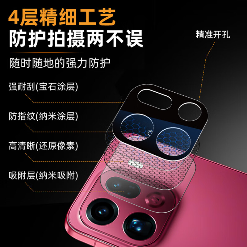 The iron shirt is suitable for OPPO findx9pro lens film, the new Findx8 pro camera protective film x8 ultra HD explosion-proof and scratch-proof x9 rear camera lens film AR optical high-definition anti-reflection lens film 2 pieces for OPPO Find X9pro (with positioner)