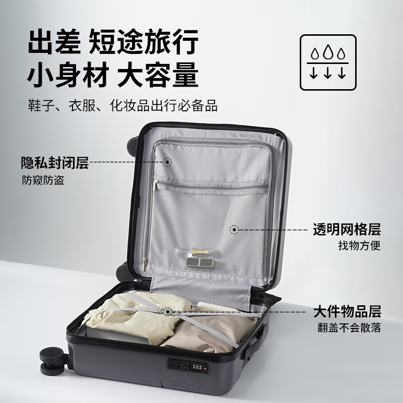 Boldun Small Suitcase Women's 20-inch Lightweight Boarding Password Trolley Case Universal Silent Wheel Male Student's 18-inch Suitcase White 18-inch PC Material + Lifetime Free Warranty