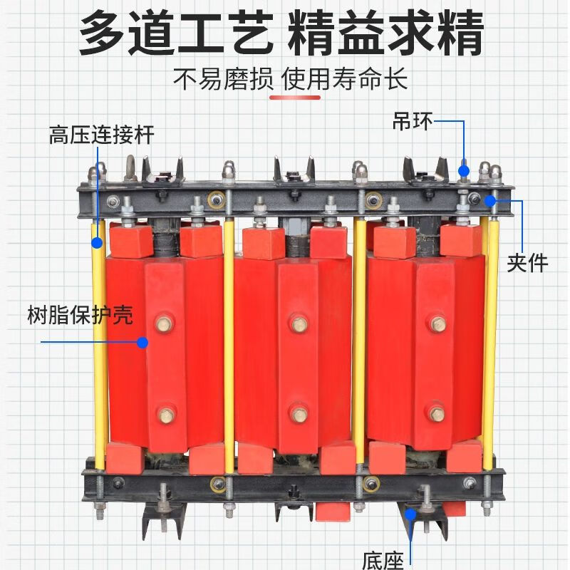 Sichuan Electric High Voltage Iron Core Reactor CKSC-90/10-6% Epoxy Casting 90Kvar Series Reactor Reactive Power Compensation Capacitor Cabinet Special Copper 6% 10000V 5