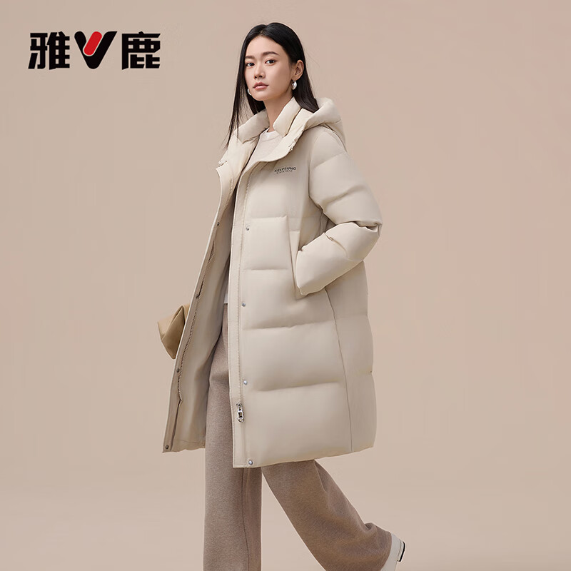 Yalu mid-length down jacket women's 2025 new winter hooded commuting all-match casual fashion thickened warm jacket