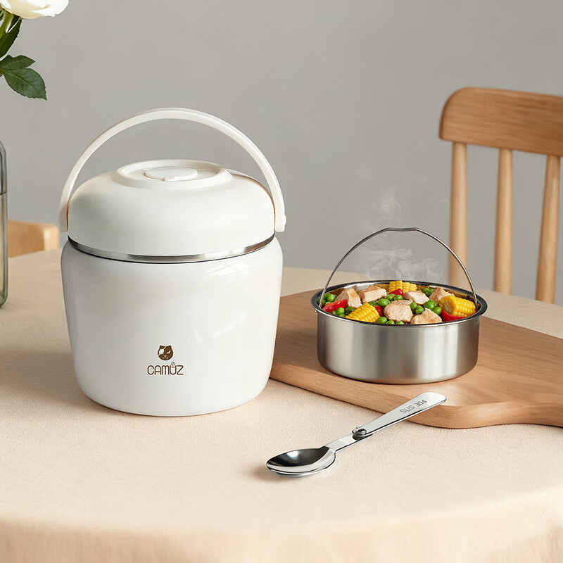 CAMUZ Insulated Lunch Box 316 Stainless Steel Double-layered Insulated Lunch Box for Office Workers and Students Large Capacity Extra Long Insulated Bucket Portable SE-W