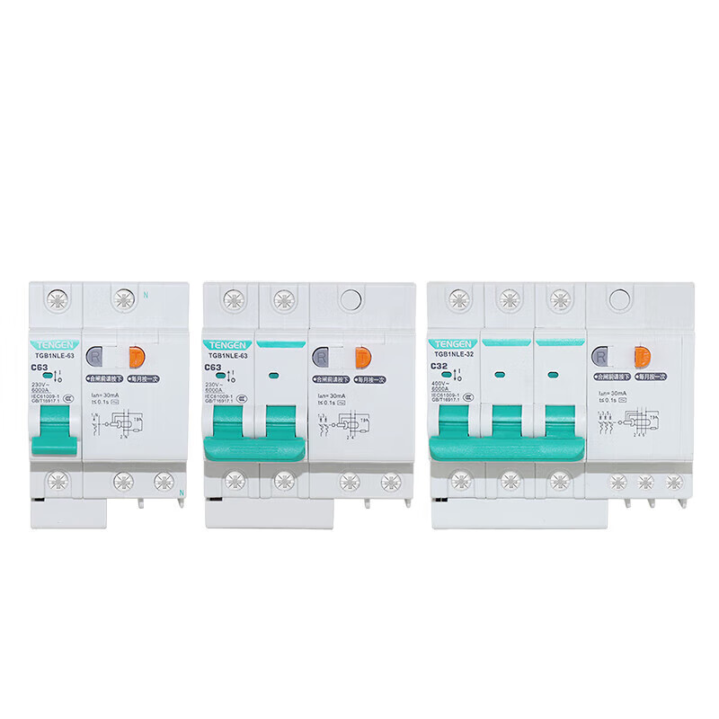 Tianzheng TGB1NLE air switch with leakage protection circuit breaker 2P three-phase switch 63A single-phase household leakage protection 1P+N 125A