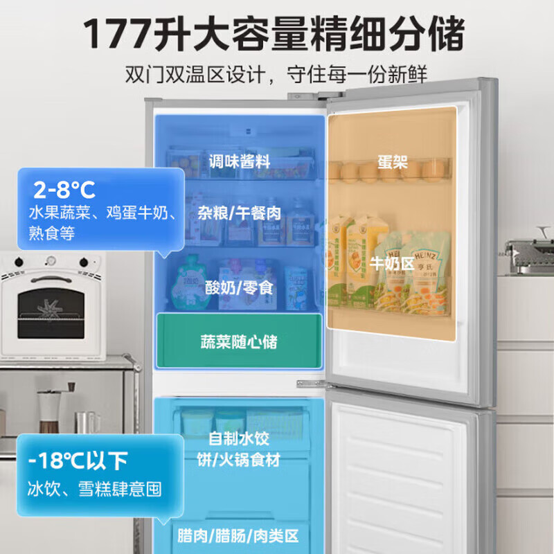 Midea produces 185 double two-door Hualing household rental house small energy-saving first-class power-saving office three-level energy efficiency direct cooling fixed frequency non-air cooling inverter refrigerator HR-185. Some areas need to be adjusted, urgent orders be careful. It uses about 1 kilowatt hour in two days.