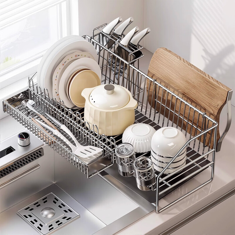 YOUQIN kitchen drain rack 304 stainless steel sink countertop dish drain rack dish storage rack