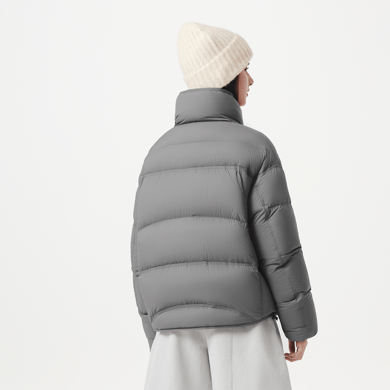 Tambor Puff Down Jacket Women's Short Stand Collar Profile Autumn and Winter Warm Thick Jacket 5530306Z Quiet Luxury Gray 165