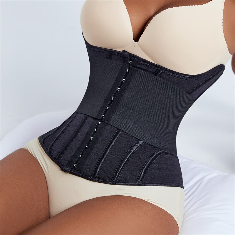 Posture meter U-shaped thin belt sports fitness waist clip postpartum abdominal belt corset women's belly waist belt black double-layer U-shaped belt S (116-130 pounds)