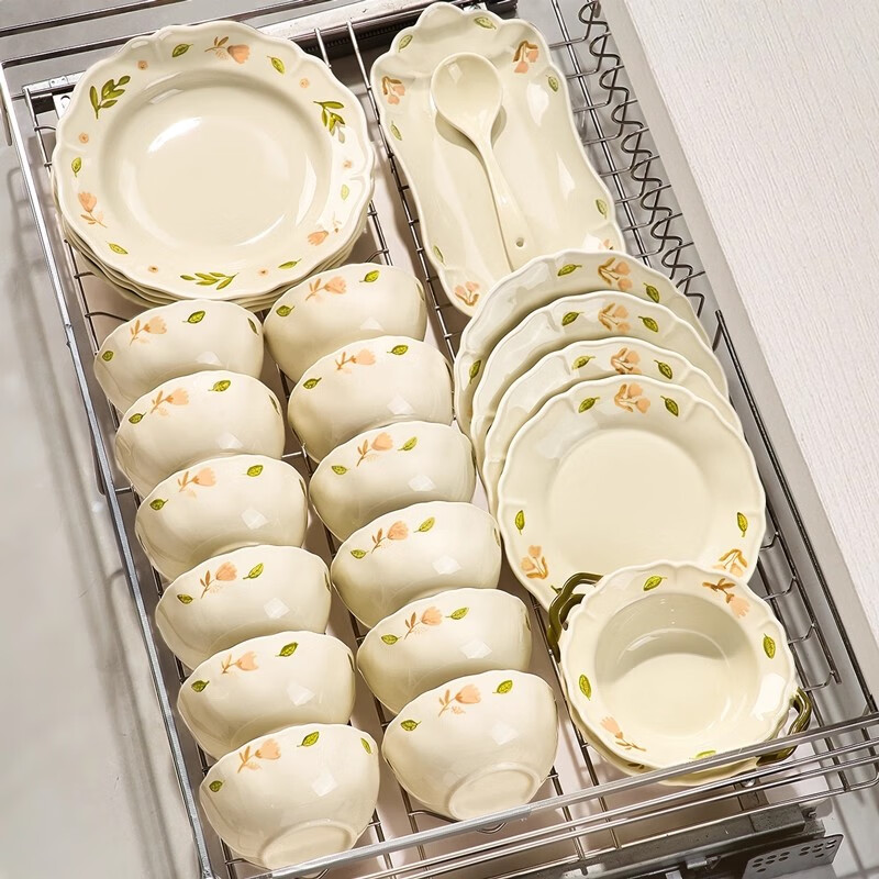 Ink cream dish set for home new high-looking underglaze color tableware for moving into a new home ceramic dishes and bowls 36 pieces