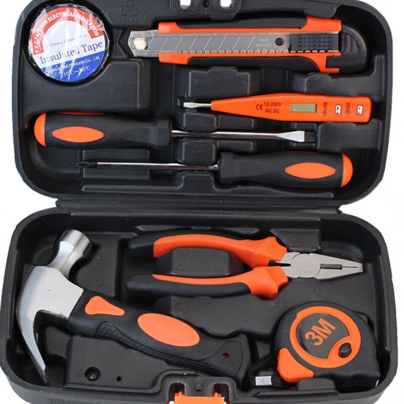 Ye Yu household multifunctional hardware toolbox set vise screwdriver steel tape measure claw hammer combination complete set crystal screwdriver one-word cross two-piece set