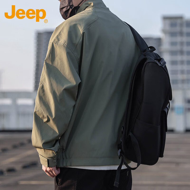 JEEP Jeep Jacket Men's Jacket Fall and Winter Stand Collar Executive Casual Loose American Clothes Men's Green XL