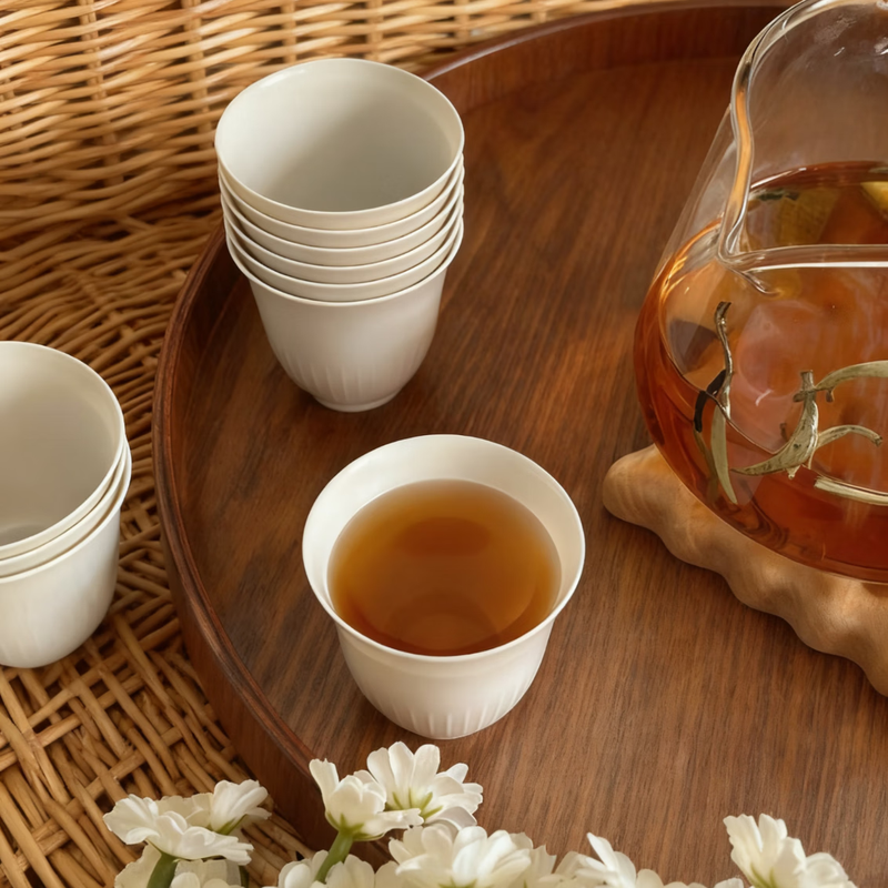 Disposable rice husk tea cup, environmentally friendly and thickened, high-end camping, heat-resistant and high-end dining rock tea green tea cup, rice husk white 55ml*50 pieces