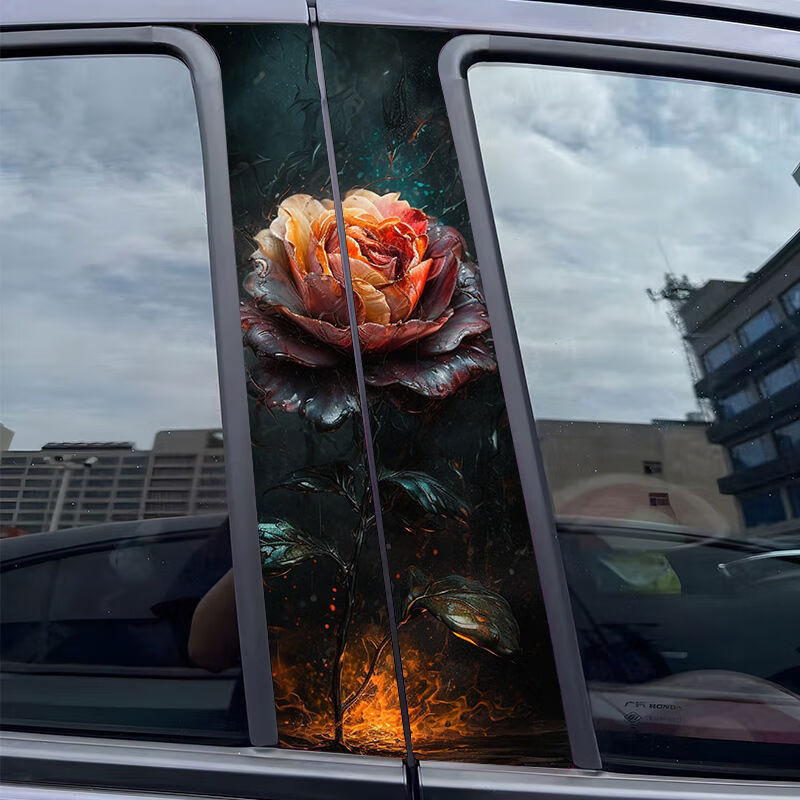 Litian adapts to BYD Song L Qin PLUS frigate 07 Seagull car center pillar modification sticker B-pillar protection sticker new golden rose pair of free tools
